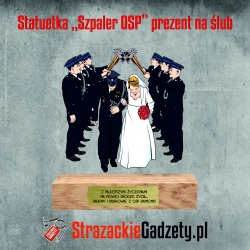 Statuetka na ślub strażaka  - szpaler PSP - 20cm x 20 cm